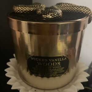 RARE/VIRAL Wicked Vanilla Woods 3-Wick Candle (Bath&Body Works) SLIGHTLY USED
